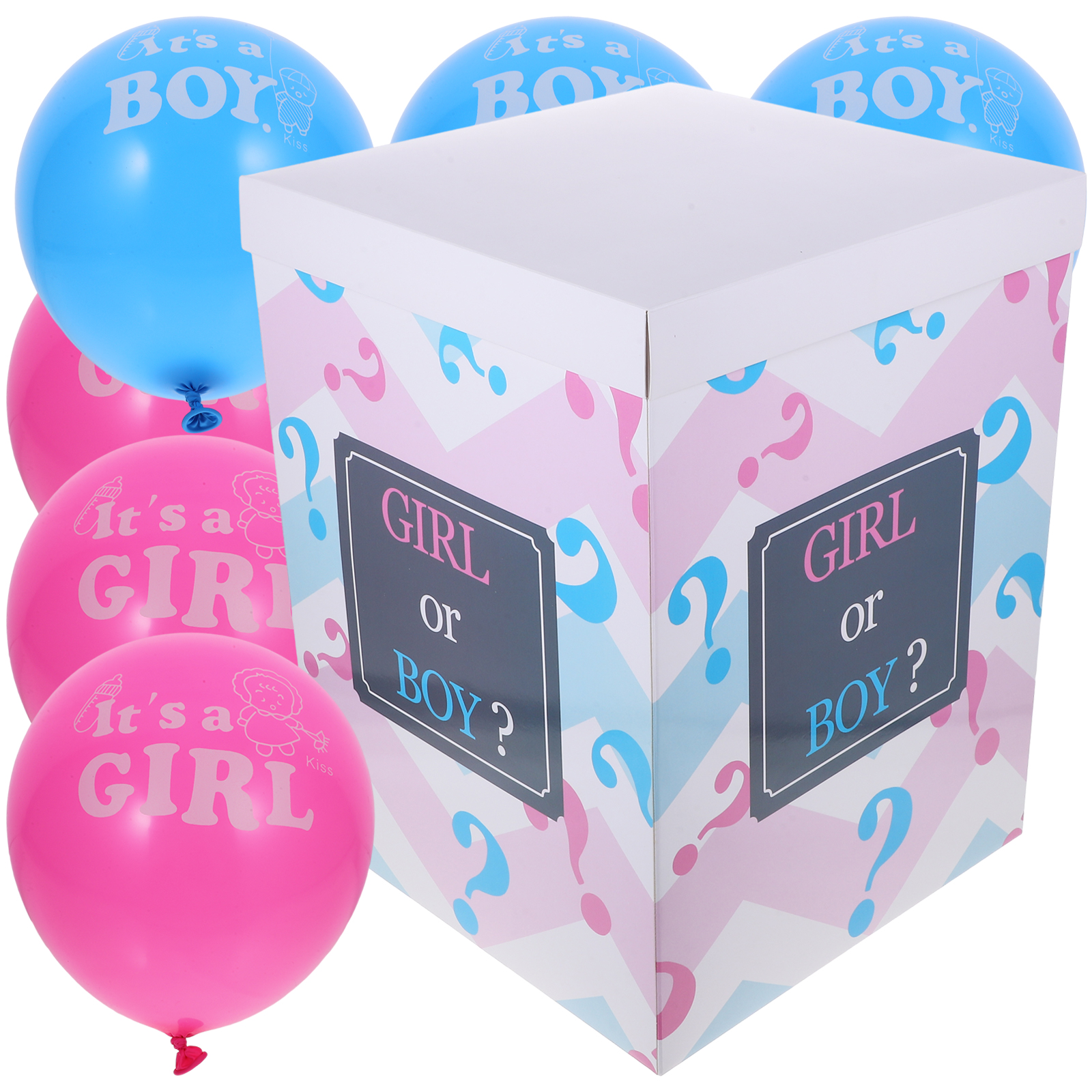 Zonh Gender Reveal Balloon Box - 3 Blue \u0026 3 Pink Balloons - 15.72x11.79